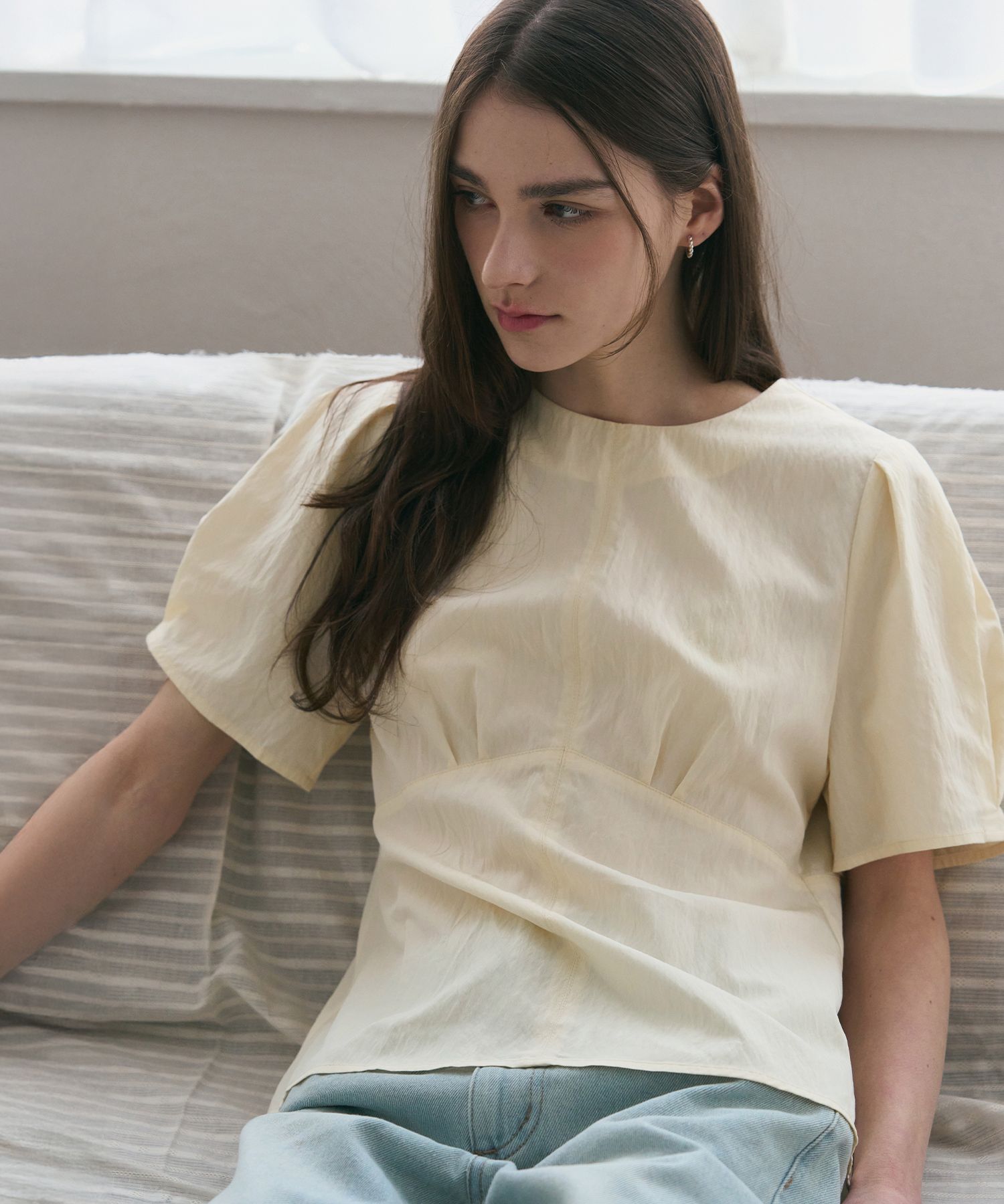 MUSINSA DRAWFIT WOMEN Ethel Puff Sleeve Short Sleeve Blouse