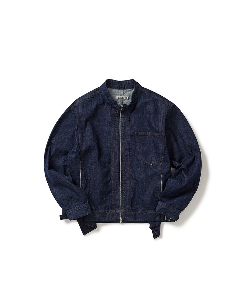Nep denim zip-up jacket / Indigo