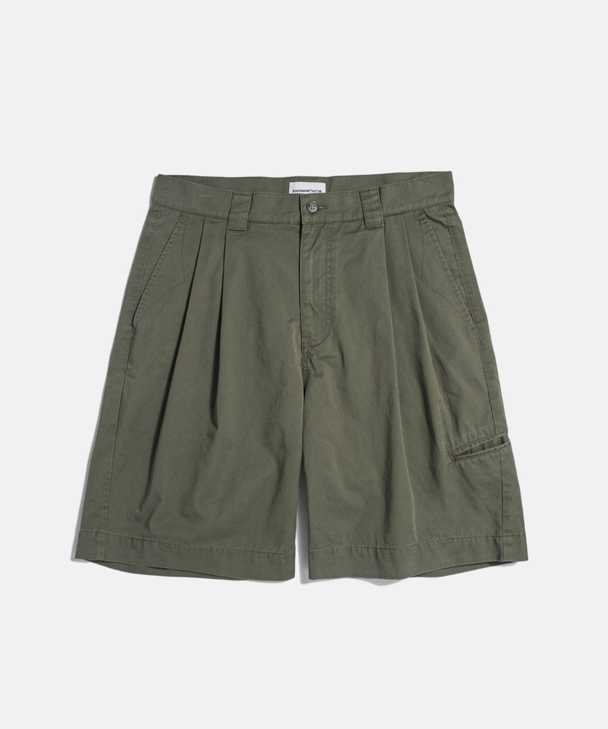 에스피오나지(ESPIONAGE) Double Pleats Chino Shorts Grey Olive
