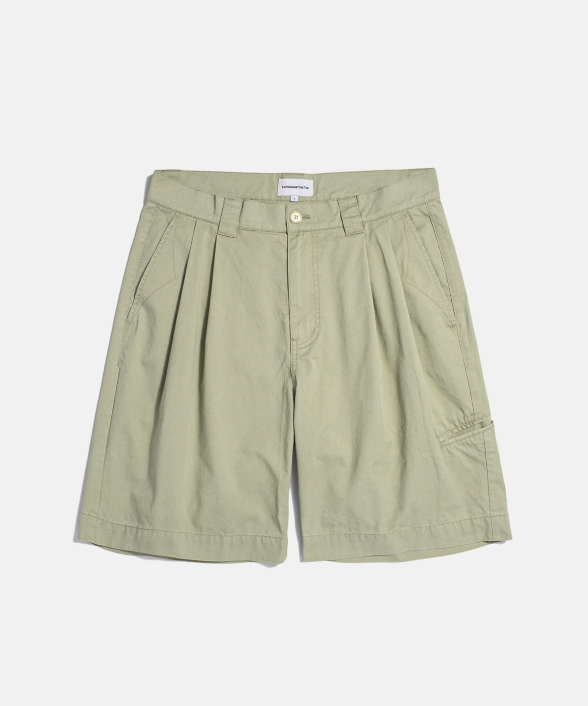 에스피오나지(ESPIONAGE) Double Pleats Chino Shorts Khaki Beige