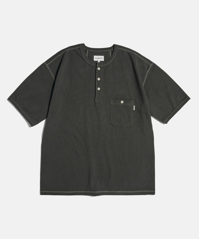 Wide Henley Pocket Tee Vintage Black