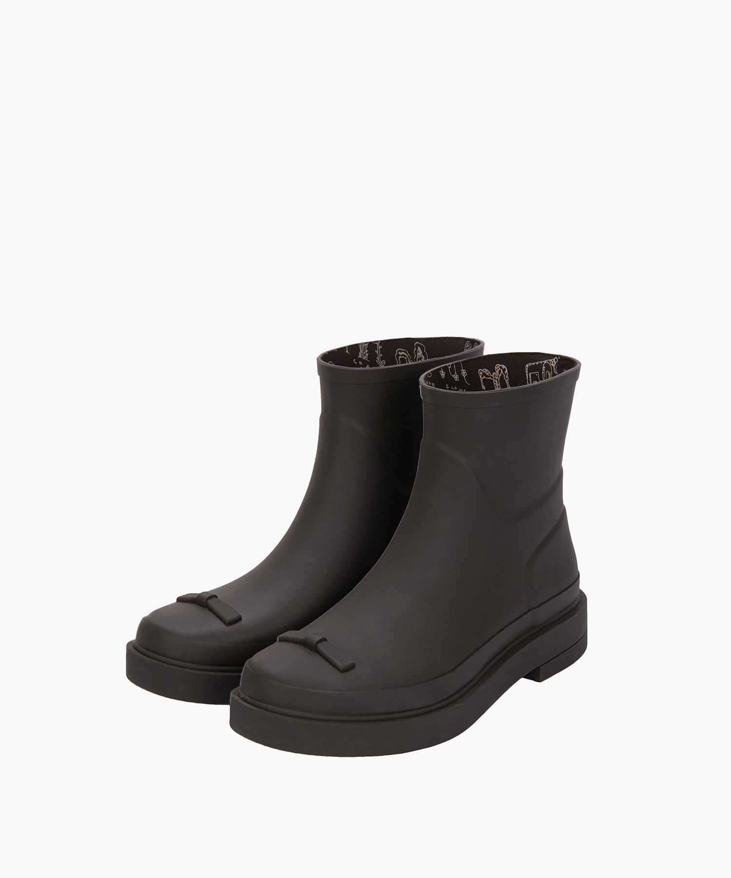 MUSINSA | MARGESHERWOOD RIBBON RUBBER BOOTS SHORT_dark brown