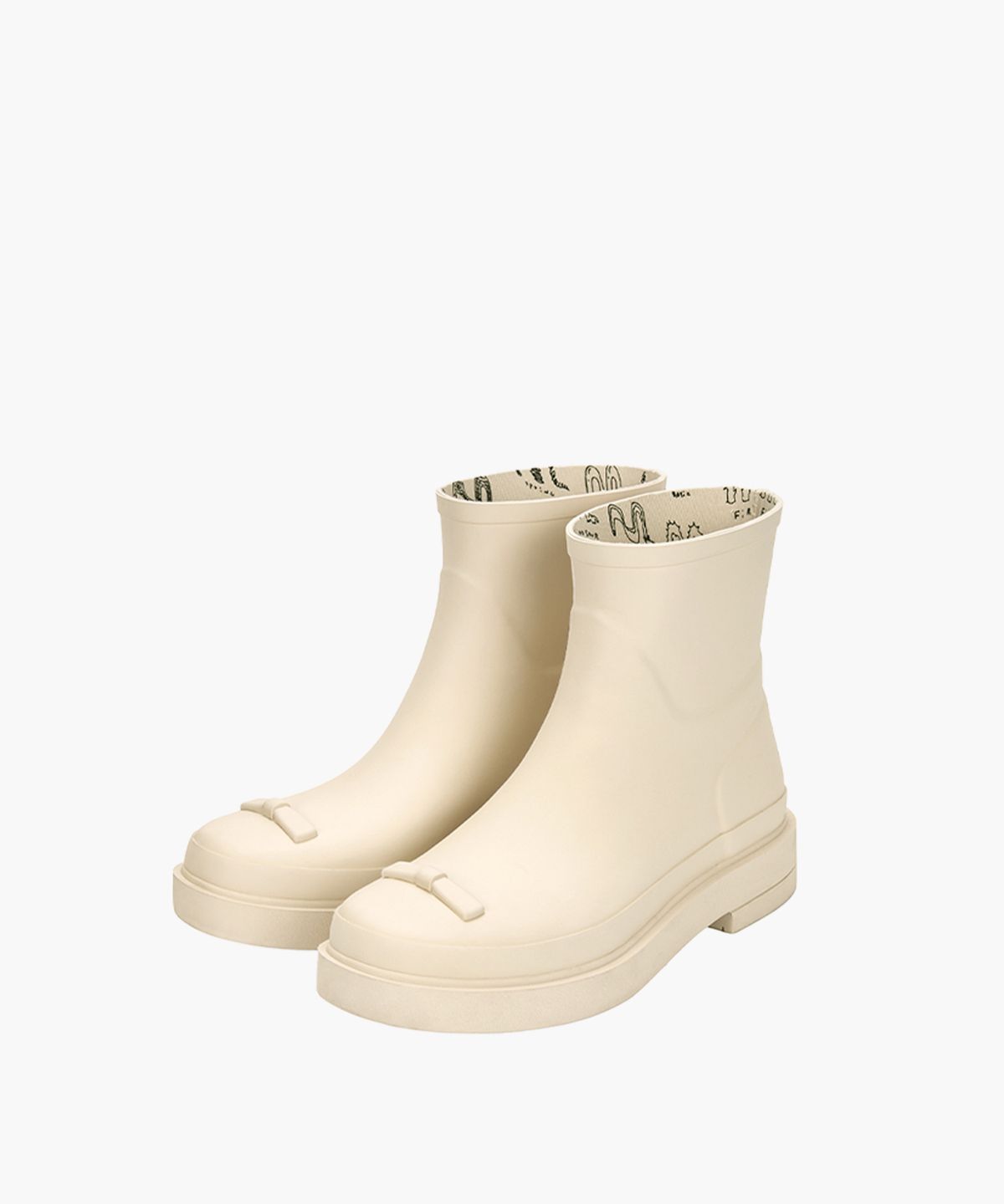 마지셔우드(MARGESHERWOOD) RIBBON RUBBER BOOTS SHORT_ivory