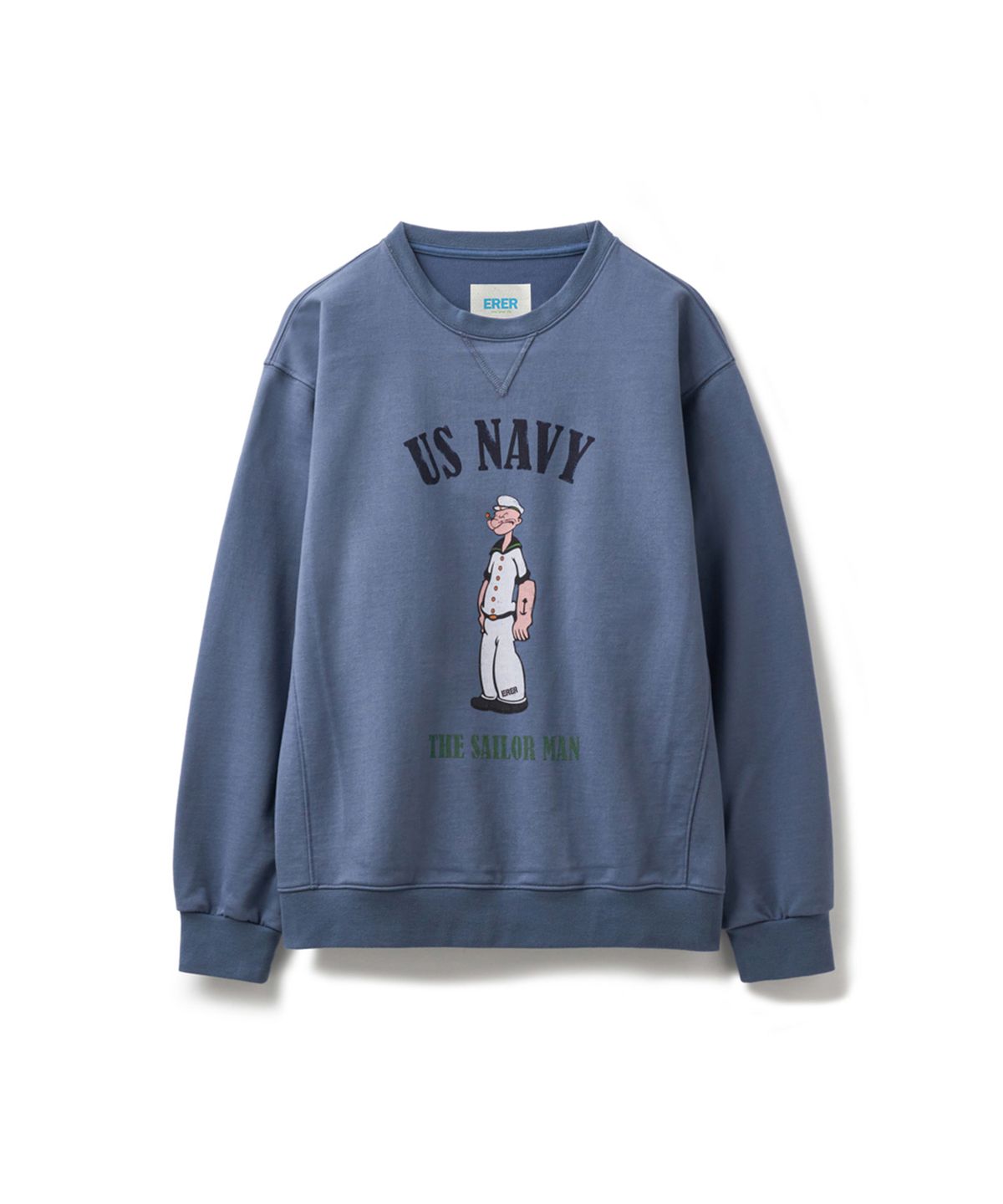 에르에르(ERER) Men Vintage Artwork Sweatshirt Steal Blue
