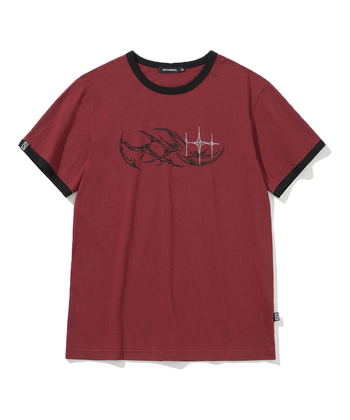 낫포너드(NOT4NERD) Dagger Tribal 3 Star Regular Fit Ringer T-Shirts - Red
