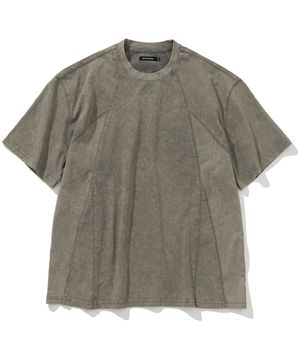 4 Cross Symbol Pigment Incision T-Shirts - Khaki