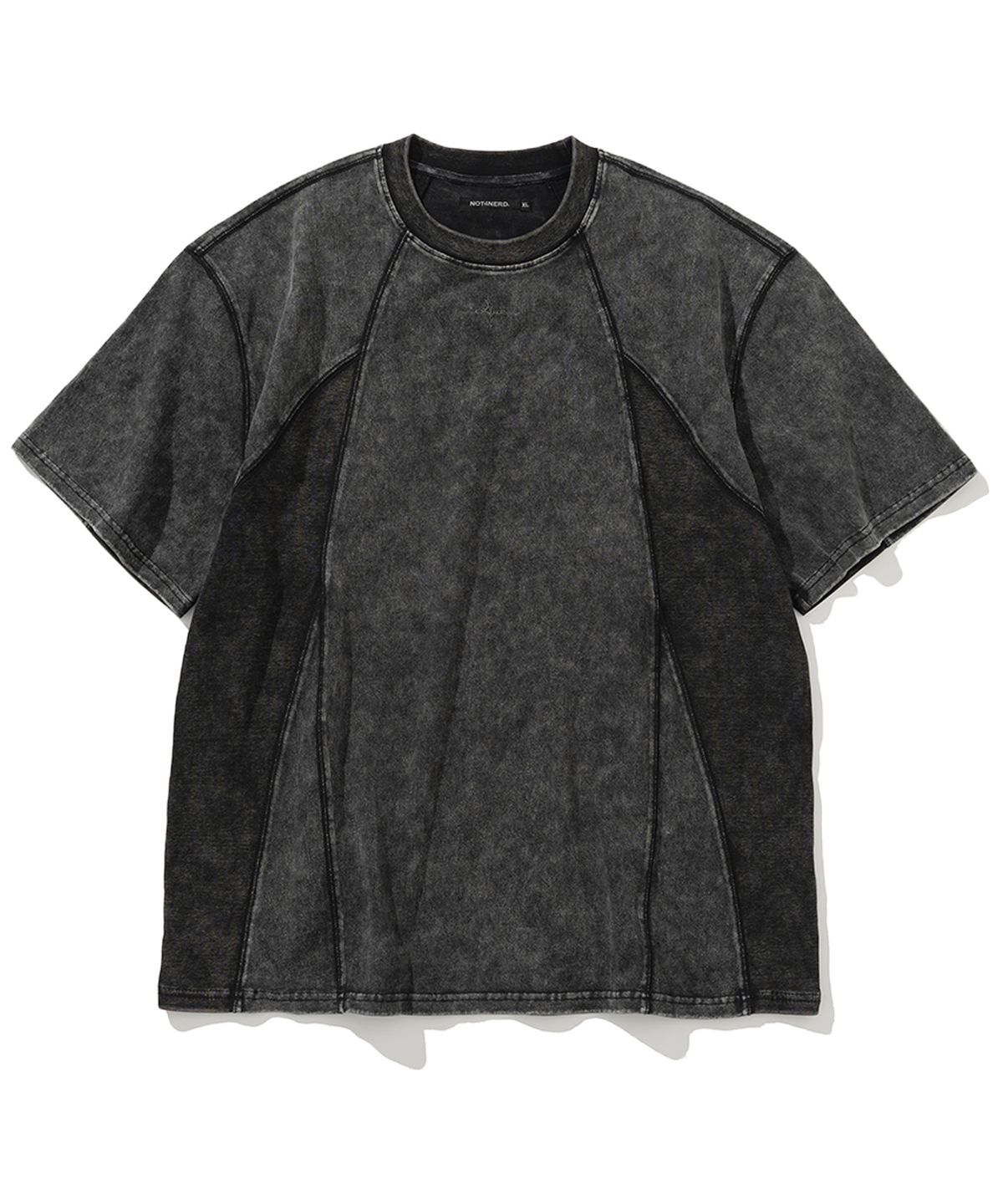 낫포너드(NOT4NERD) 4 Cross Symbol Pigment Incision T-Shirts - Charcoal