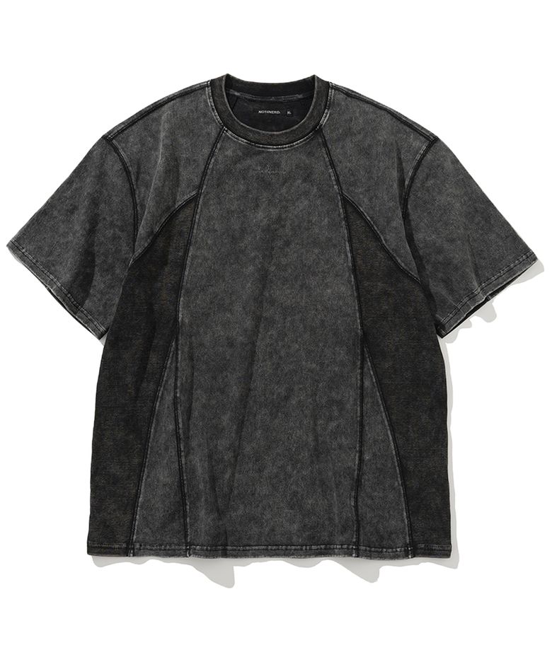4 Cross Symbol Pigment Incision T-Shirts - Charcoal
