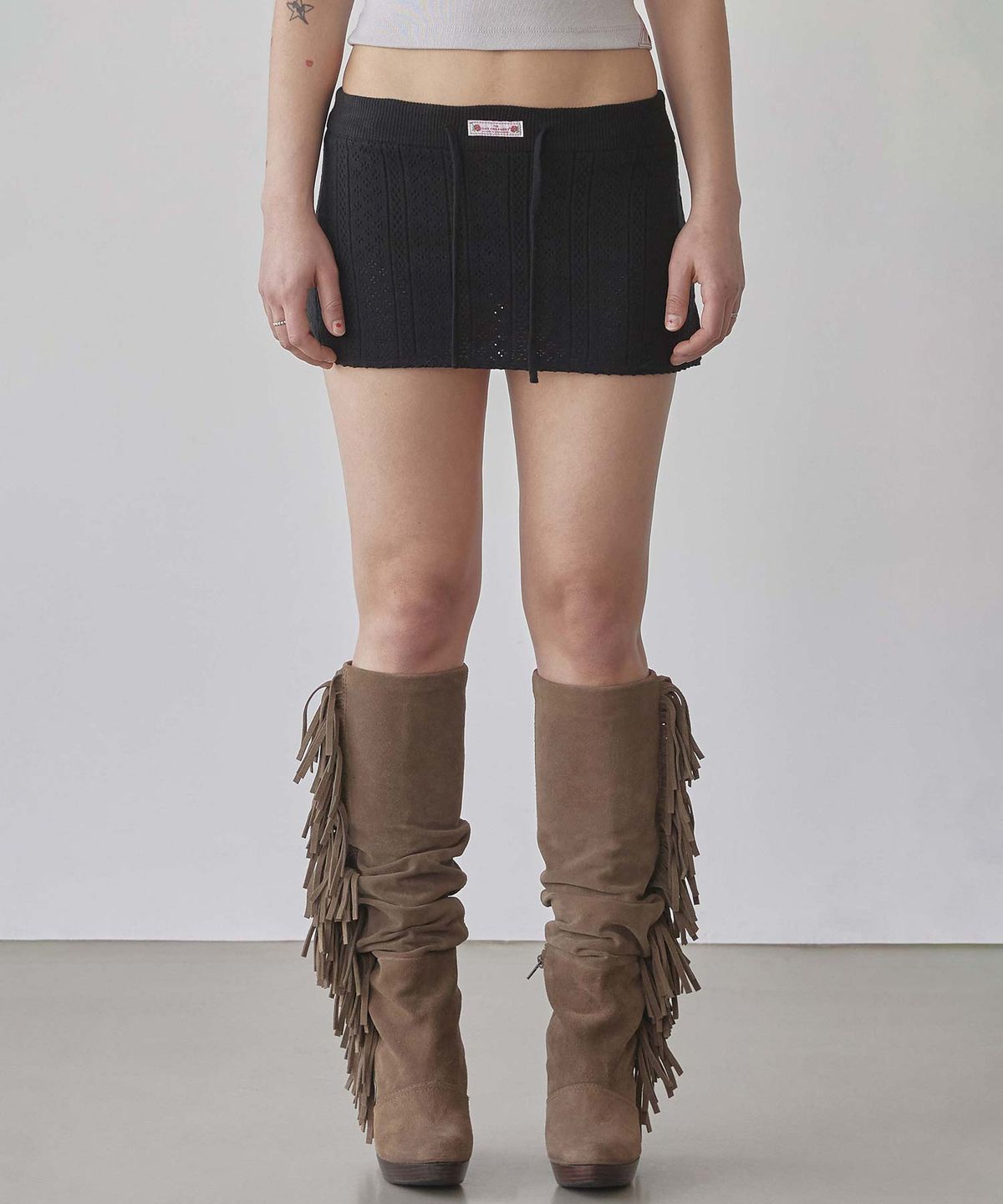 스컬프터(SCULPTOR) Eyelet Knit Skort Black