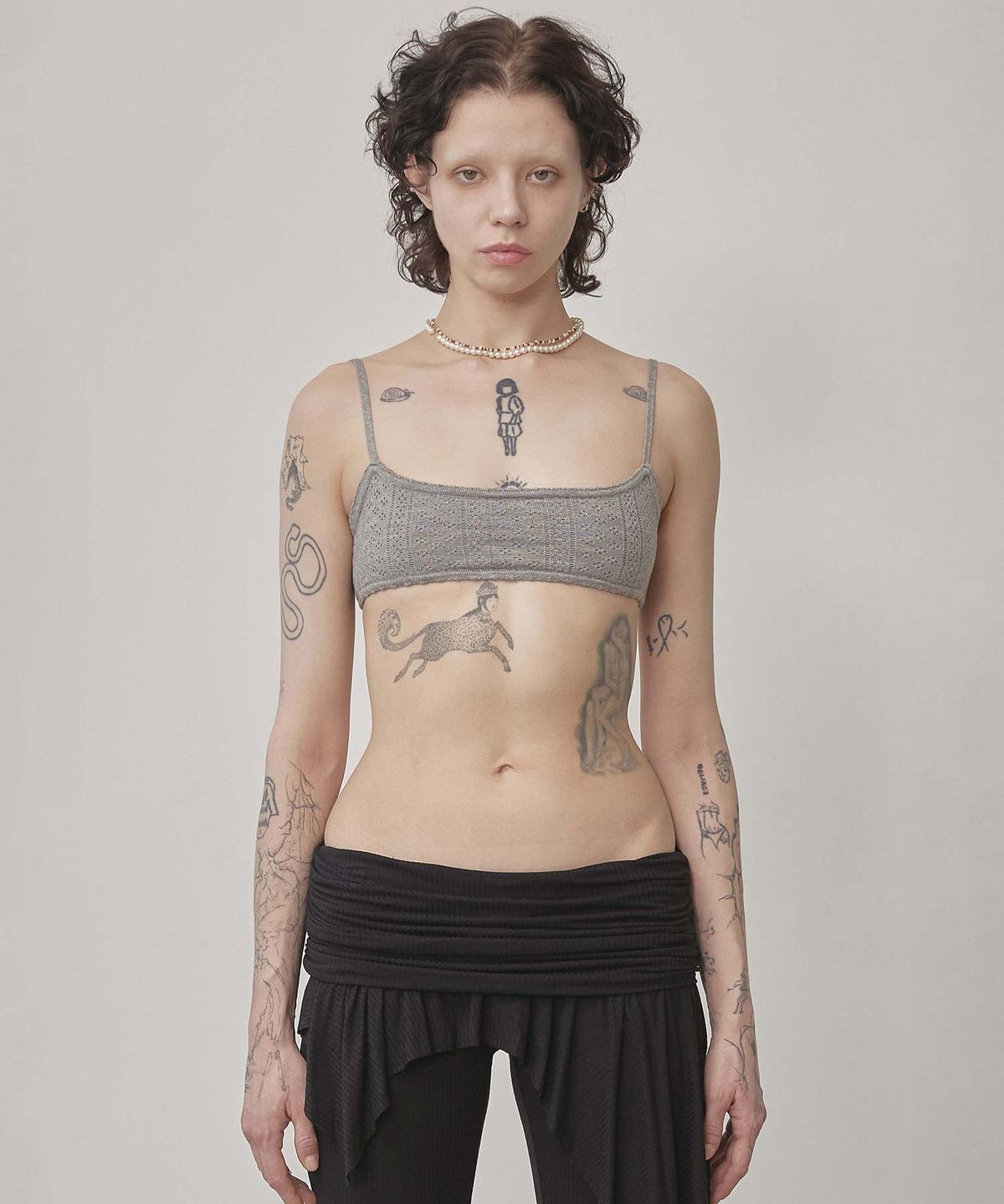 스컬프터(SCULPTOR) Eyelet Knit Bustier Melange Gray