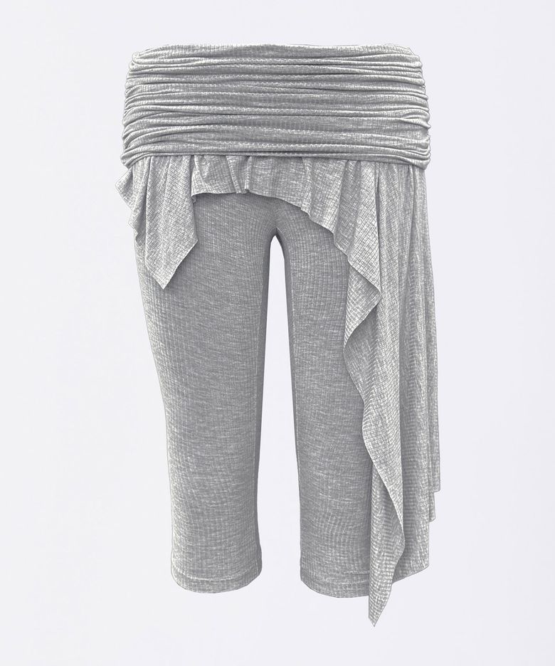 Asymmetric Skirt Leggings Melange Gray