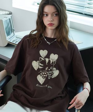 하트 루나 반팔티 브라운