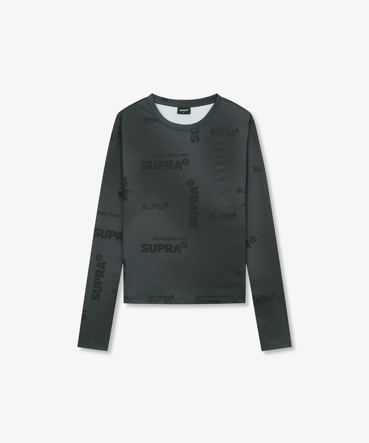 수프라(SUPRA) 여성 워싱 레터링 크롭 긴팔 티셔츠(BLACK)