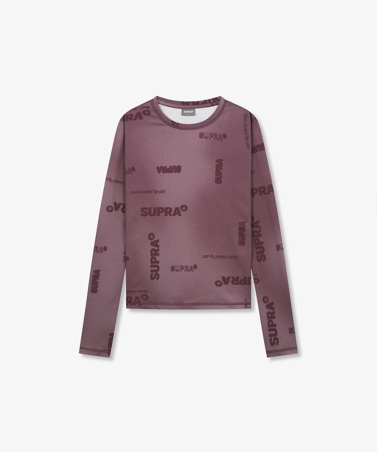 수프라(SUPRA) 여성 워싱 레터링 크롭 긴팔 티셔츠(WINE)