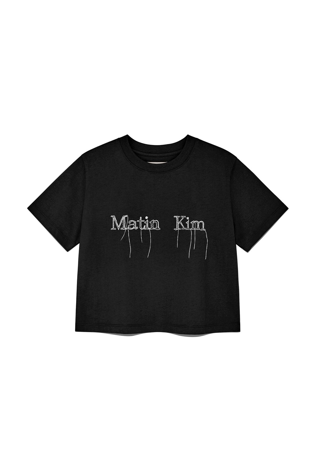 【MATIN KIM】★送料・関税込★LOGO THREAD POINT CROP TOP MUSINSA公式 | MATIN KIM LOGO THREAD POINT CROP TOP IN BLACK