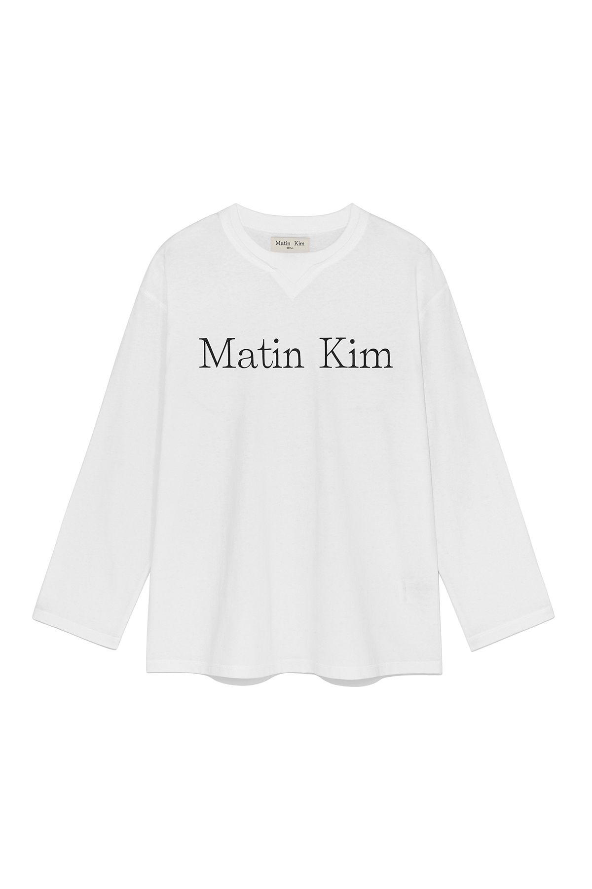 MUSINSA | MATIN KIM MATIN LOGO TYPO LONG SLEEVE TOP IN WHITE