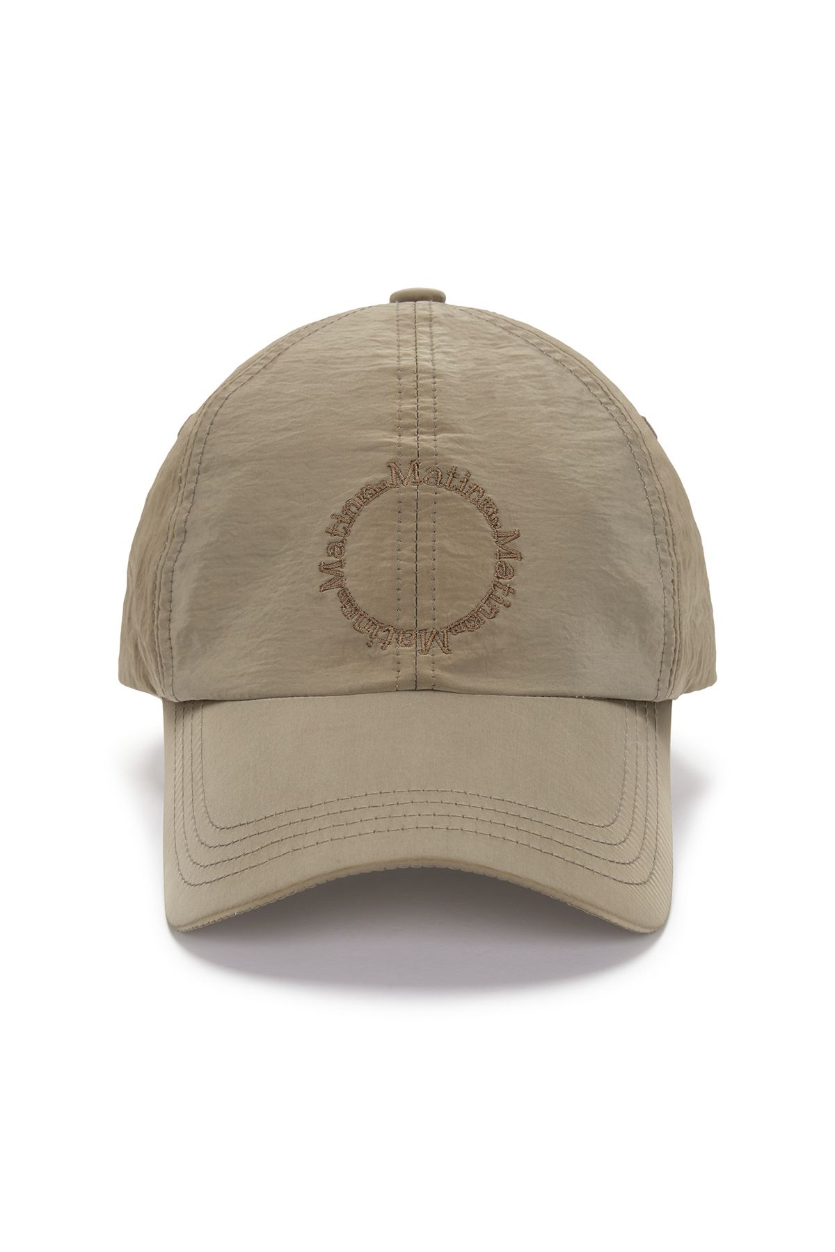 MUSINSA | MATIN KIM CRISP LOGO BALL CAP IN DARK BEIGE