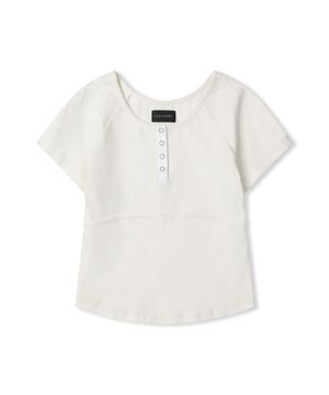 리브드 헨리넥 반팔 티셔츠 [WHITE]