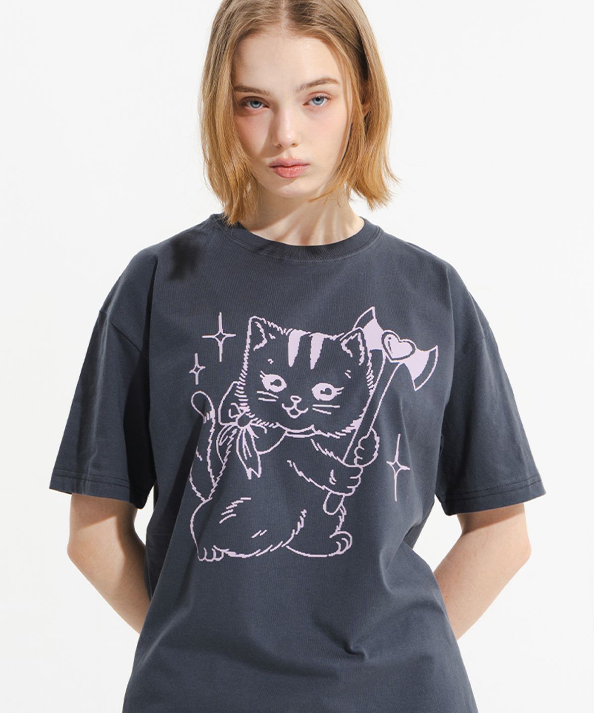 뉴키치(NEWKITSCH) KILLING TIME SHORT SLEEVE (CHARCOAL)