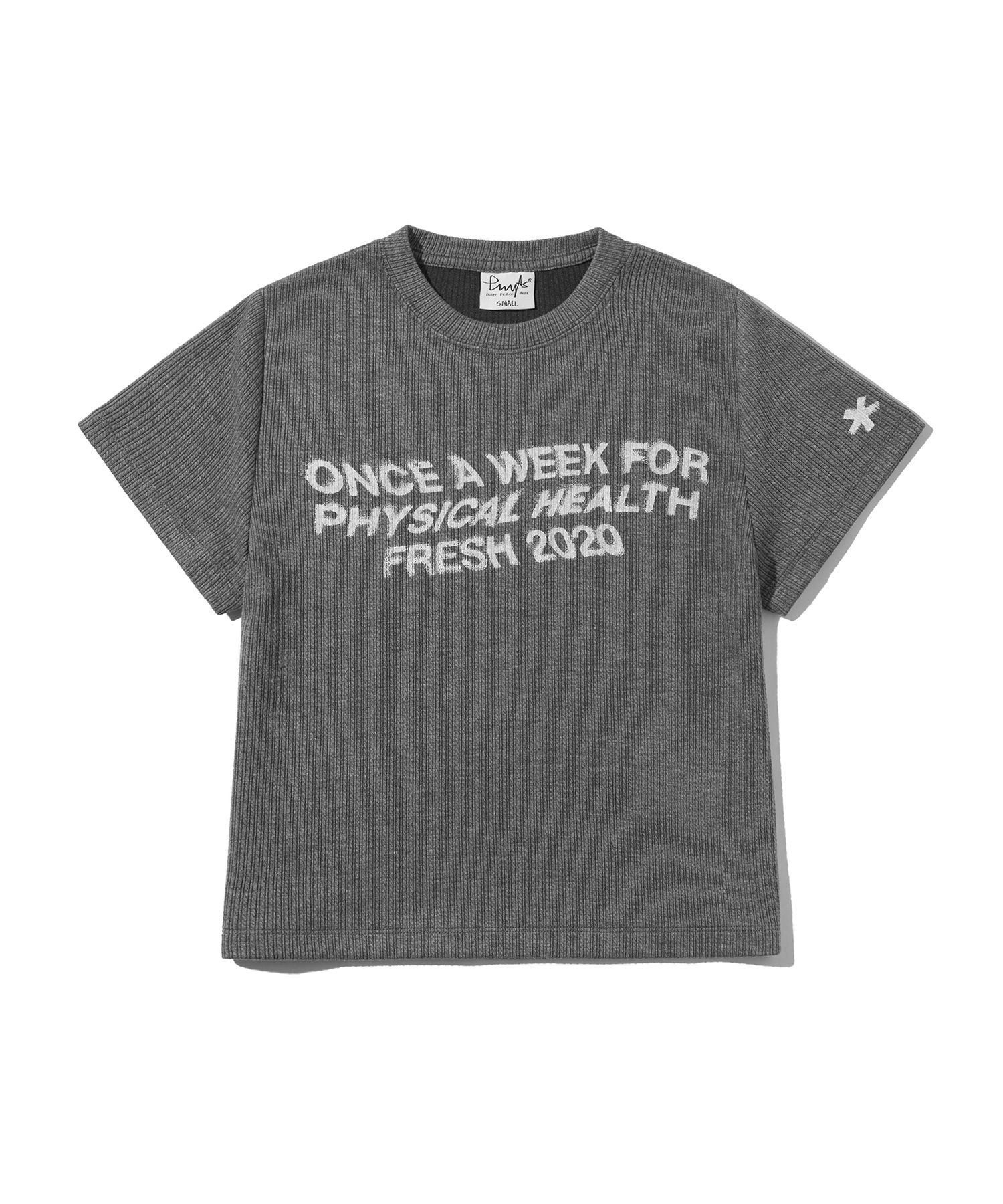 MUSINSA | PHYPS Women's typo spray short sleeve t-shirt_gray