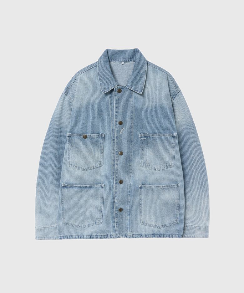 [OLD ACHIVE PRODUCT] Discharged stripe coverall Light Blue