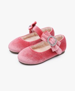 쥬얼리 스트랩 여아 털 구두