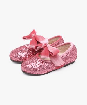 스웨이드 리본 스트랩 여아 털 구두