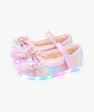 LED 레인보우 허니콤 펄 여아 털 구두