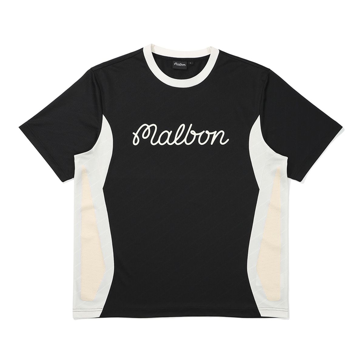말본 골프(MALBON GOLF) 메쉬 자카드 라운드 티셔츠 BLACK (MAN)