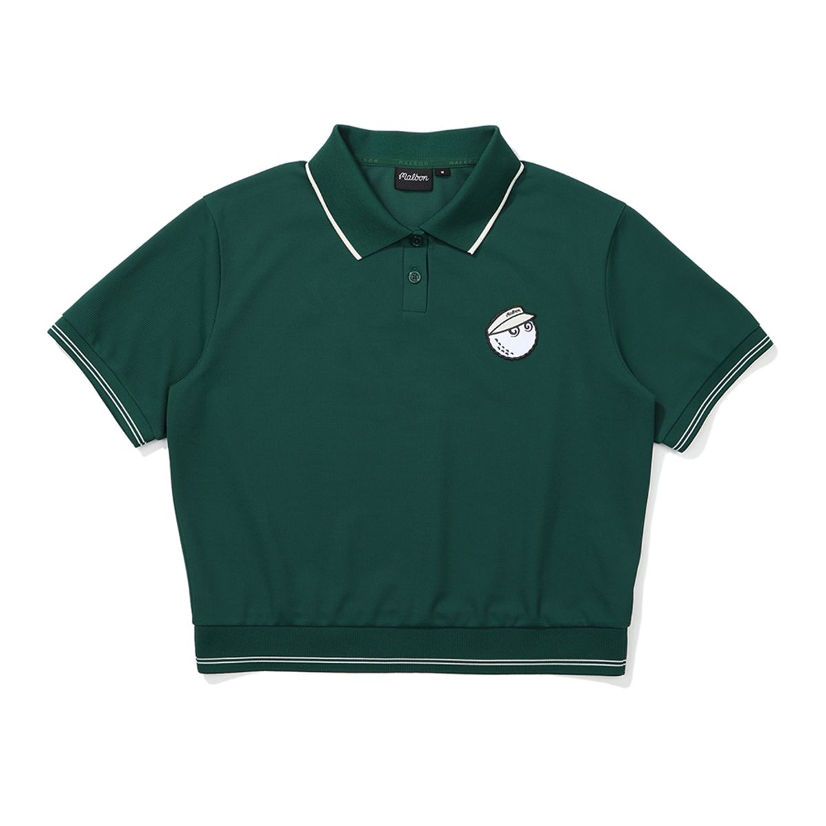 말본 골프(MALBON GOLF) 크롭기장 와플 배색 반팔탑 GREEN (WOMAN)