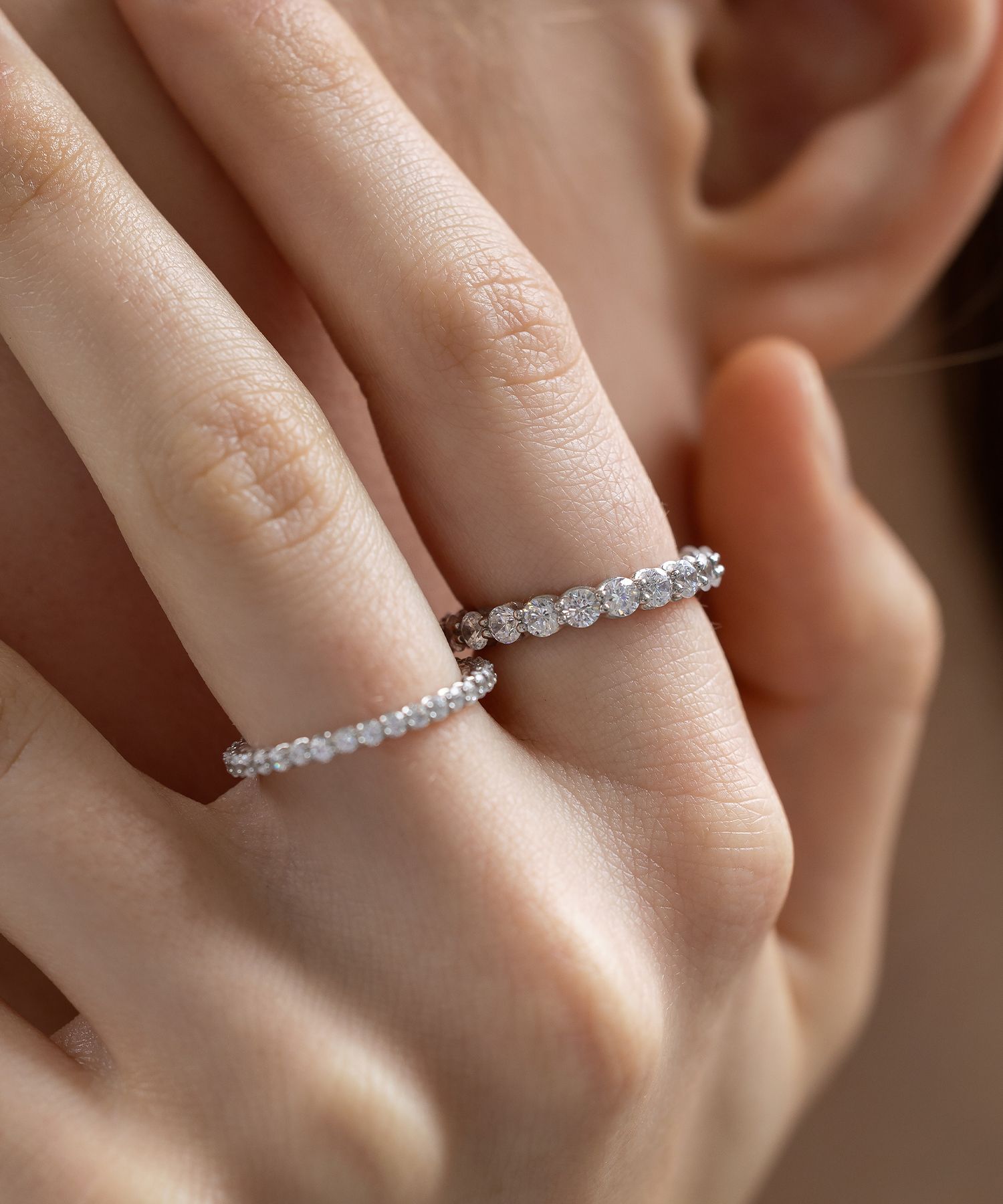 ☆TATIANA☆ Silver 925 Rough Line Daily Ring CR1852 925 Sterling Silver Bujukan White Sapphire Easy Stackable