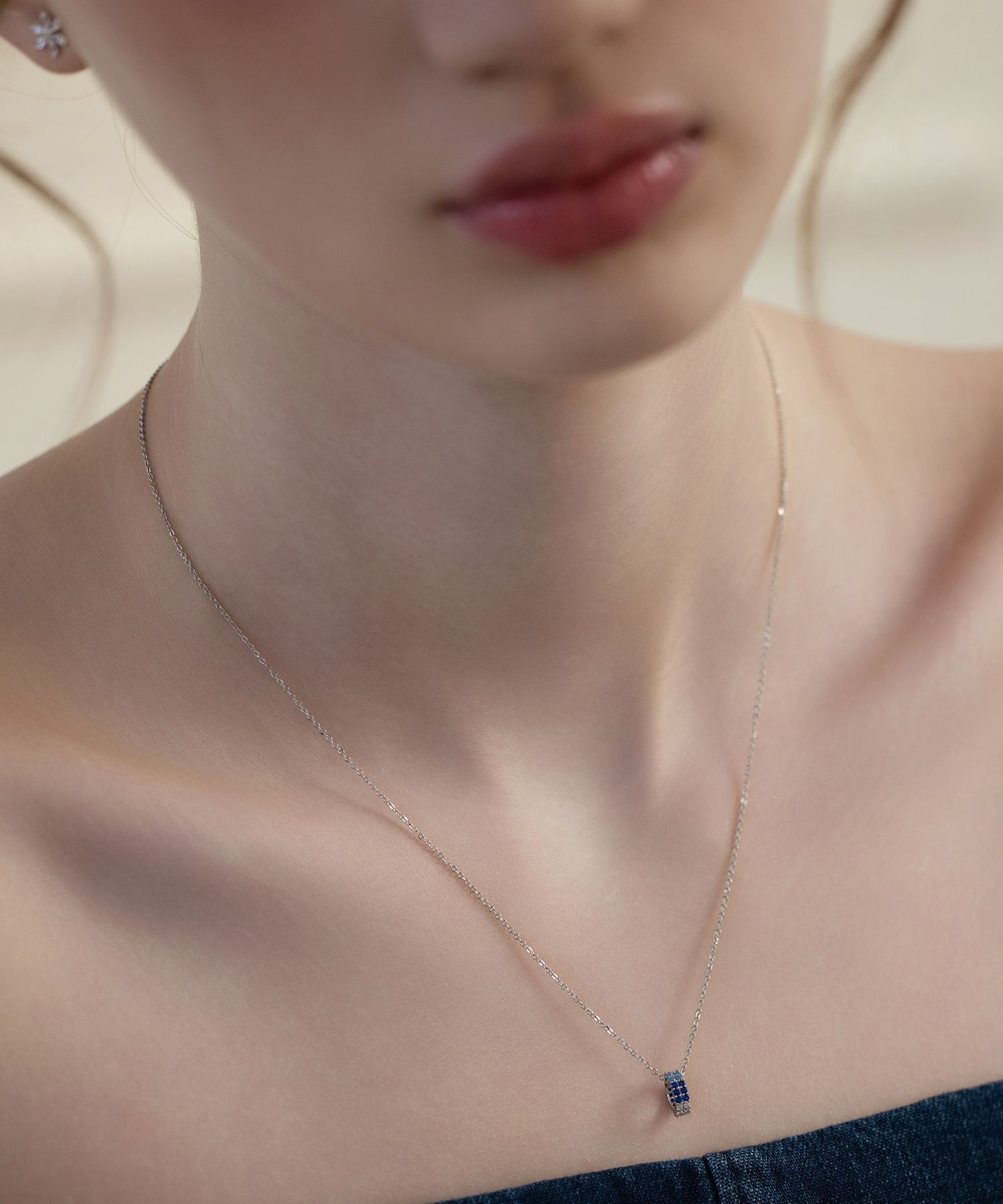 ☆TATIANA☆ Silver 925 Blue Radiance Necklace NZ2454 MUSINSA | TATIANA (Silver 925) Blue Radiance Necklace NZ2454