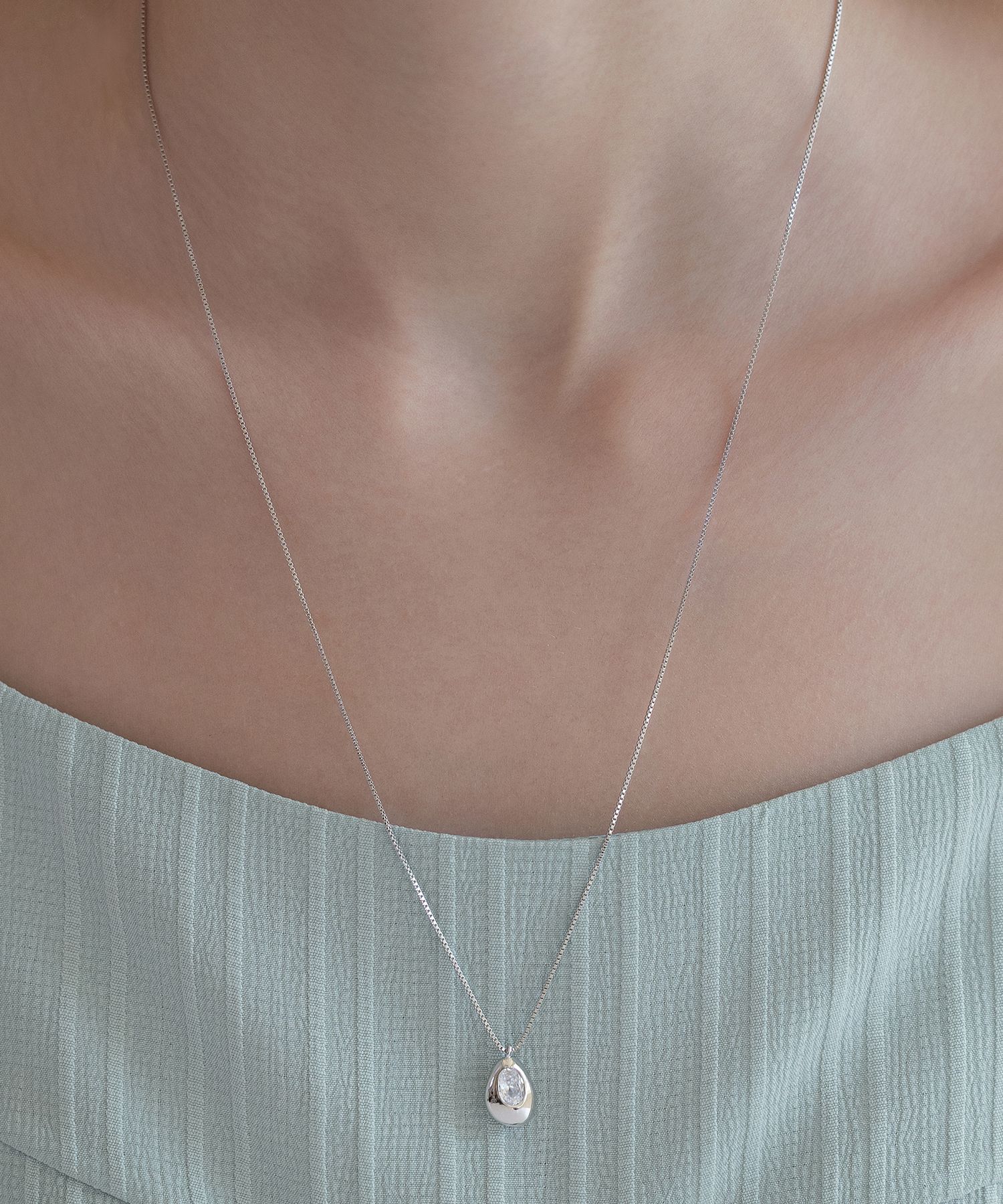 ●TATIANA● Silver 925 Lit Pebble Long Necklace NZ2463 50073 MUSINSA | TATIANA (Silver 925) Lit Pebble Long Necklace NZ2463