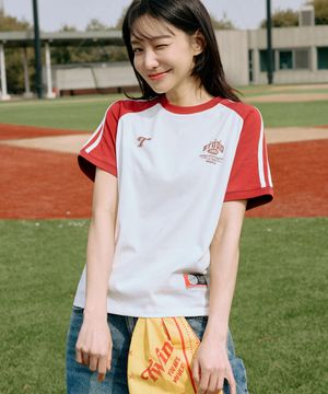 [LG트윈스x1993스튜디오] 래글런 배색 링거 티셔츠_아이보리