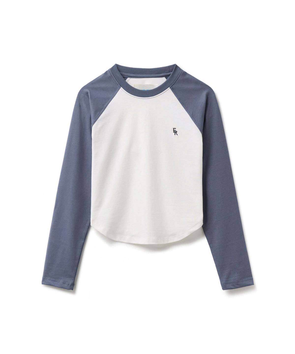 에르에르(ERER) Embroidered Logo Raglan T-Shirt Steal Blue