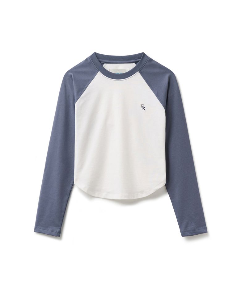 Embroidered Logo Raglan T-Shirt Steal Blue