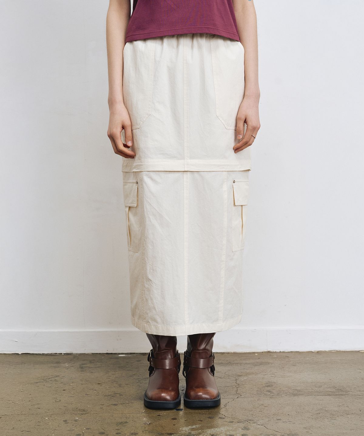 엘엠알(LMR) 투웨이 카고 롱 스커트 IVORY