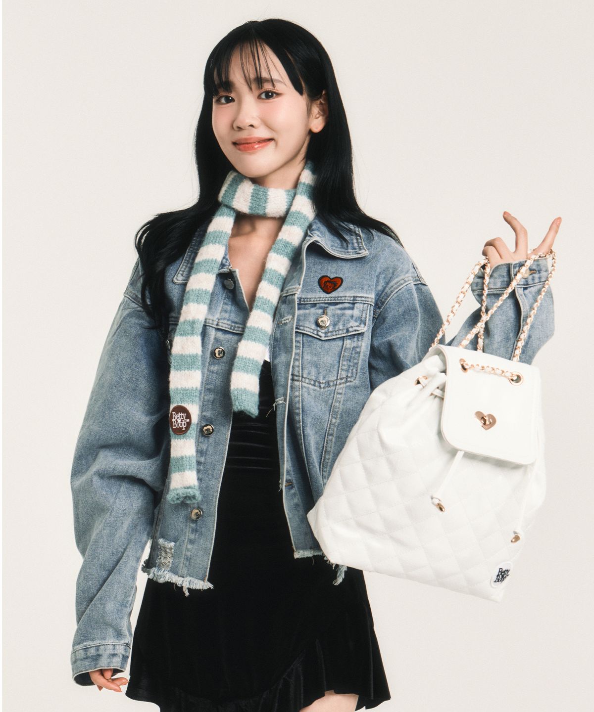 캔버스(CNVS) 베티붑 퀼팅 체인 백팩_화이트