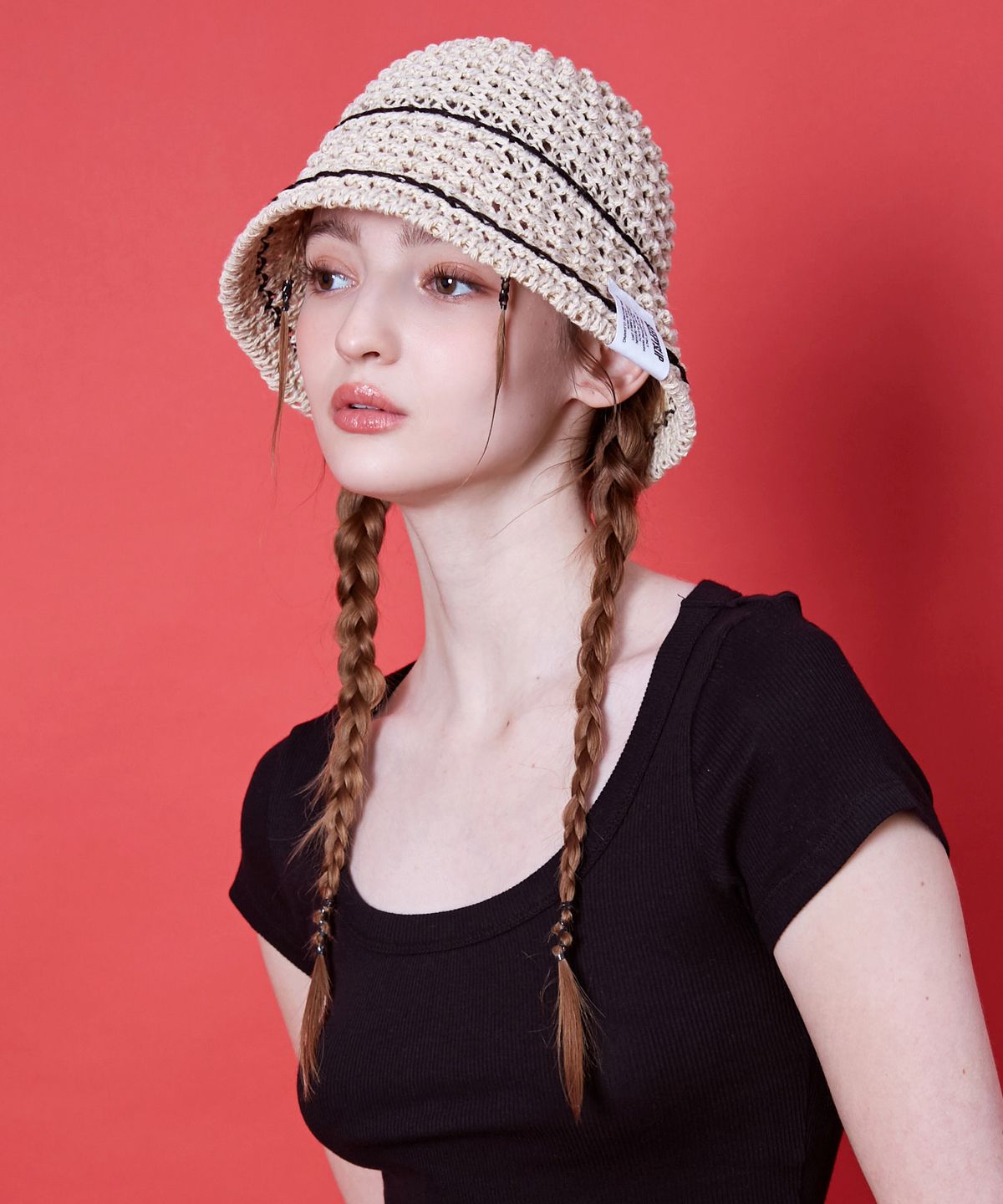 슬리피슬립(SLEEPYSLIP) LINE MINIMAL BEIGE BUCKET HAT