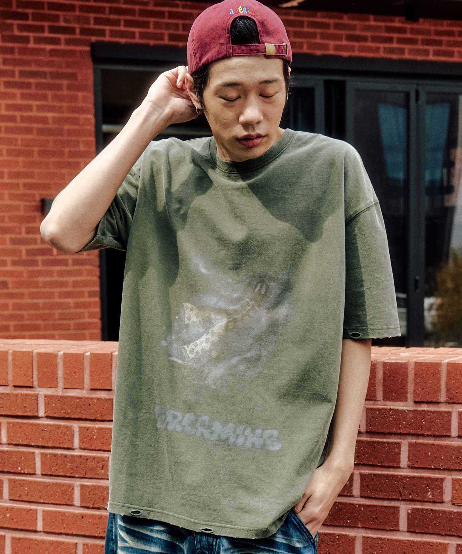 MUSINSA | XTONZ XTT132 Lucid Vintage Washing T-Shirt (KHAKI)