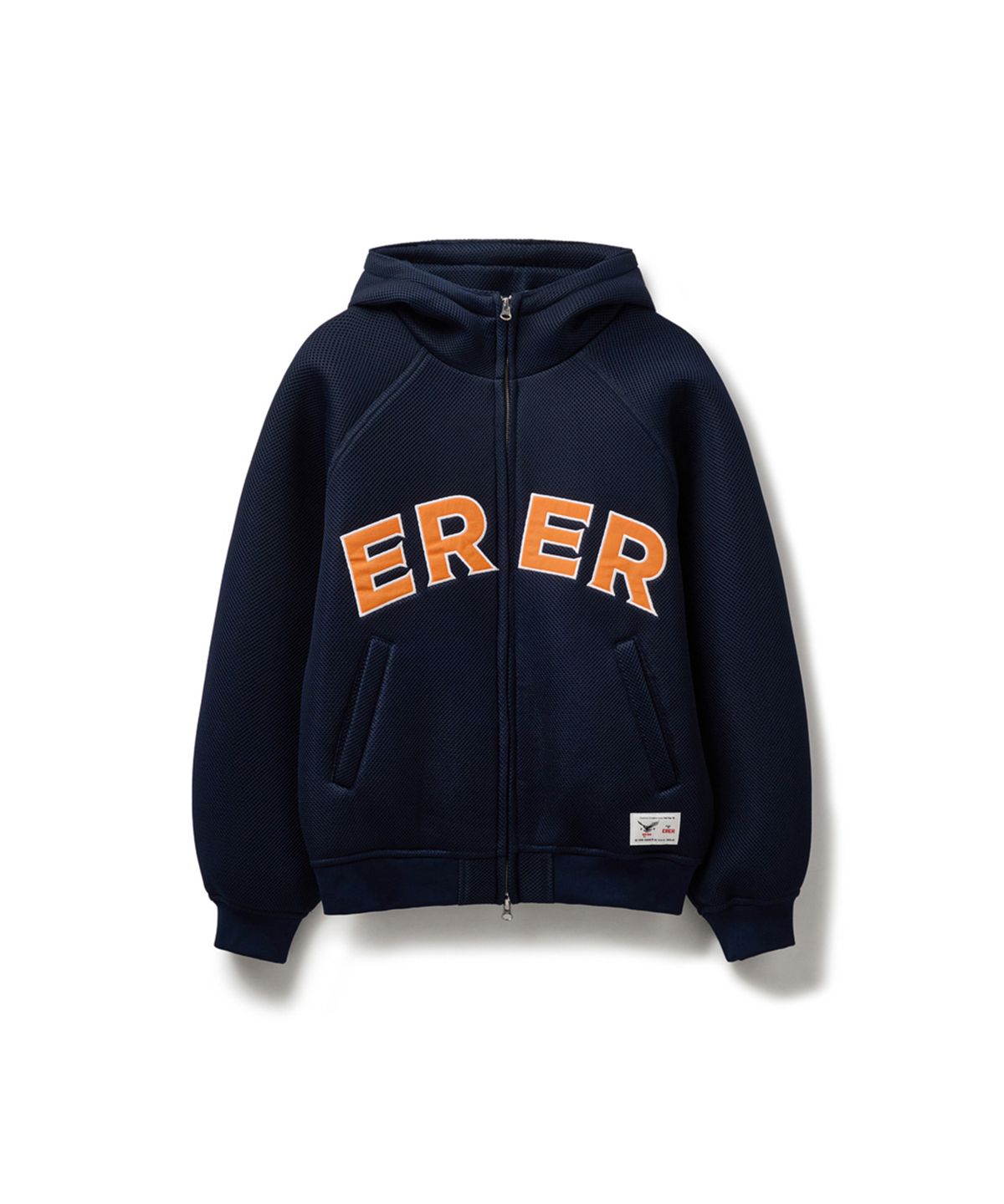 에르에르(ERER) [UN] Mesh Applique Hoodie Zip-Up Navy