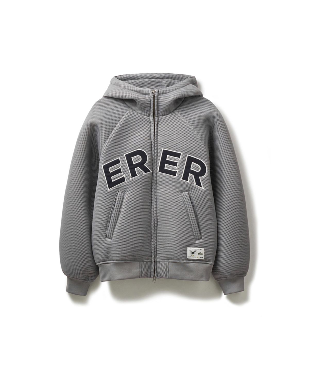 에르에르(ERER) [UN] Mesh Applique Hoodie Zip-Up Gray
