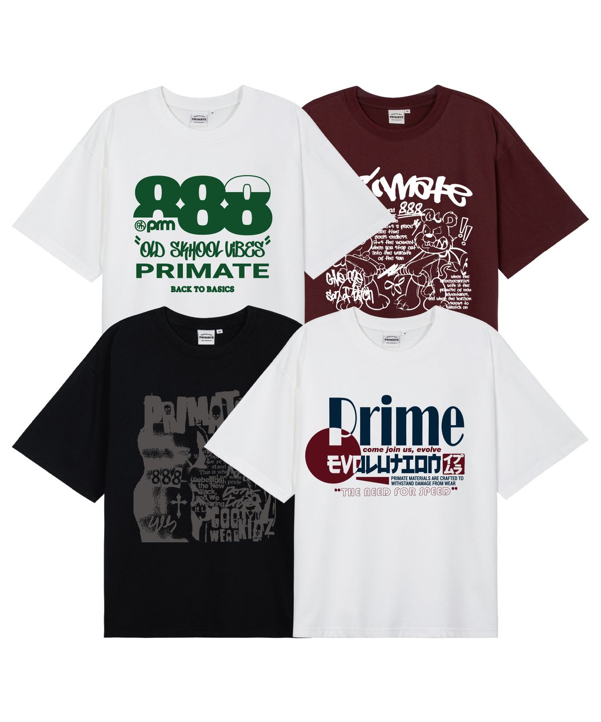 프라임에이트(PRIMATE) [2PACK][COOL COTTON] PRIMATE GRAPHIC DESIGN SET 4 (선택2)