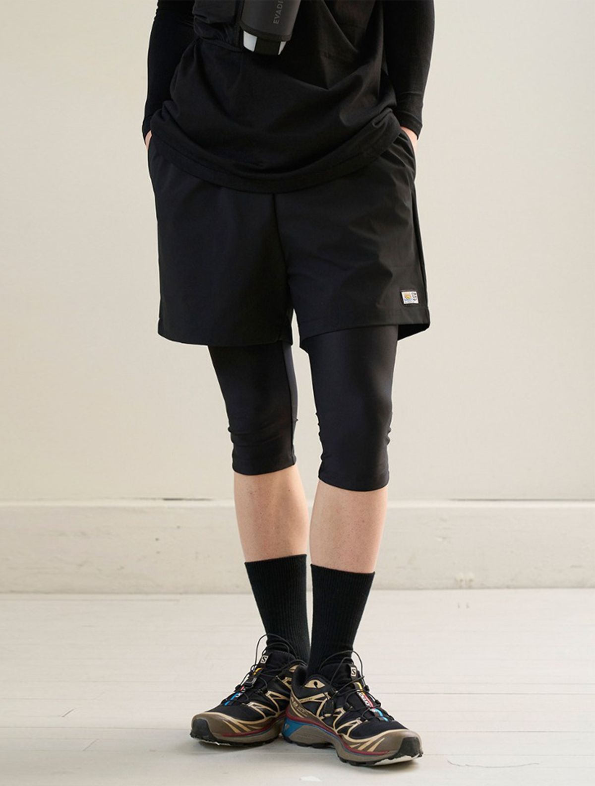 꼼소넛(COMSONNOT) Basic Logo Label Light Summer Shorts (black) CSOp-218 [Unisex]