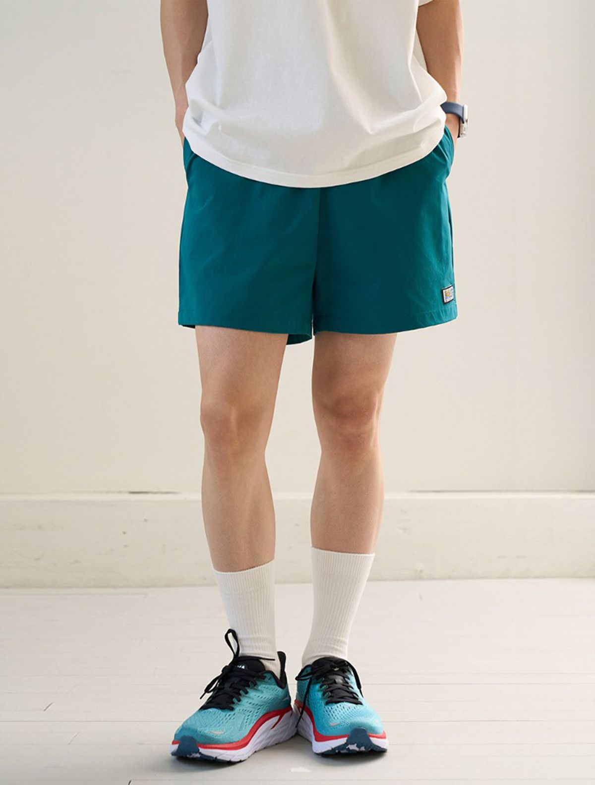 꼼소넛(COMSONNOT) Basic Logo Label Light Summer Shorts (blue green) CSOp-218 [Unisex]