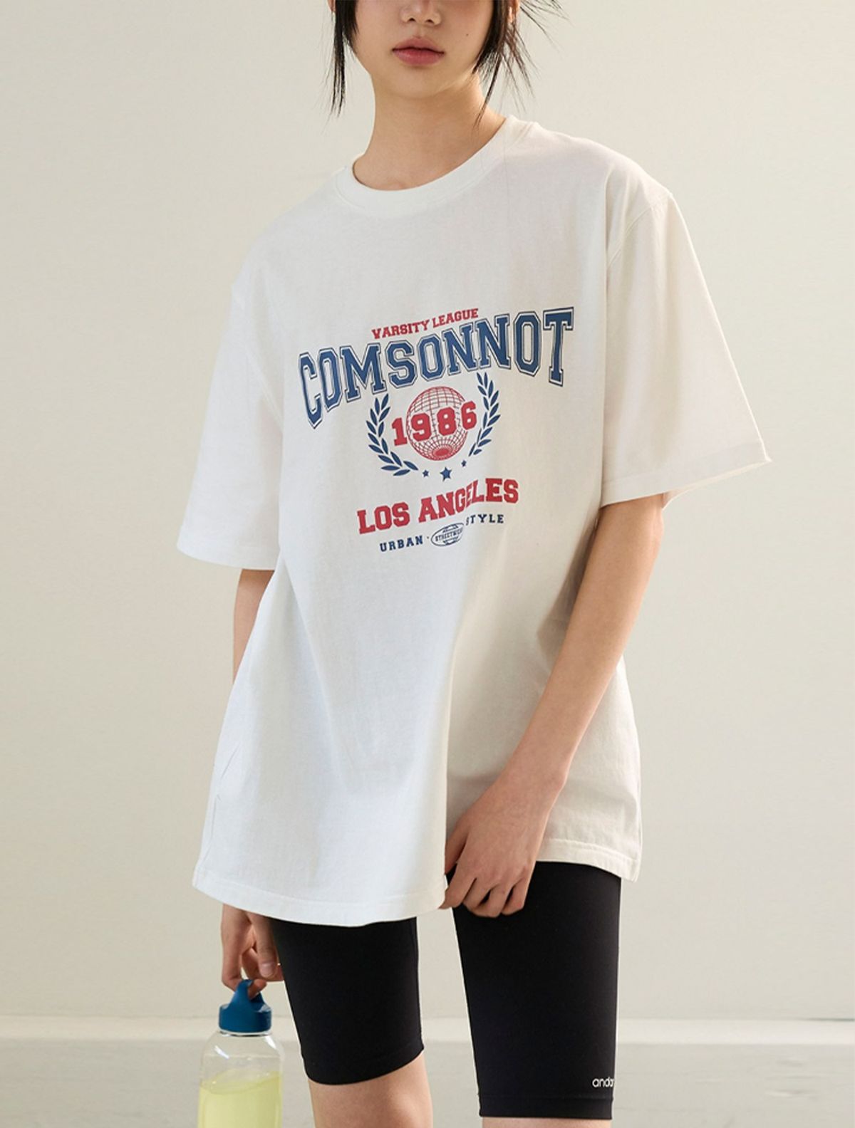 꼼소넛(COMSONNOT) Los Angeles Printing Half Cotton T shirt CSOt-309 (ivory) [Unisex]
