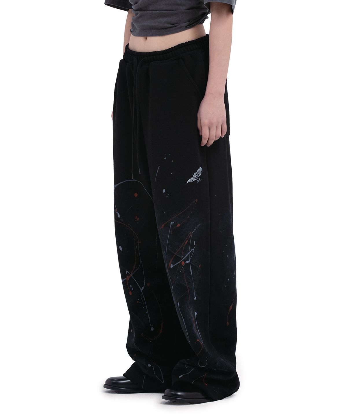 데프가먼츠(DEFGARMENTS) FEATHER PAINTING PANTS [BLACK]