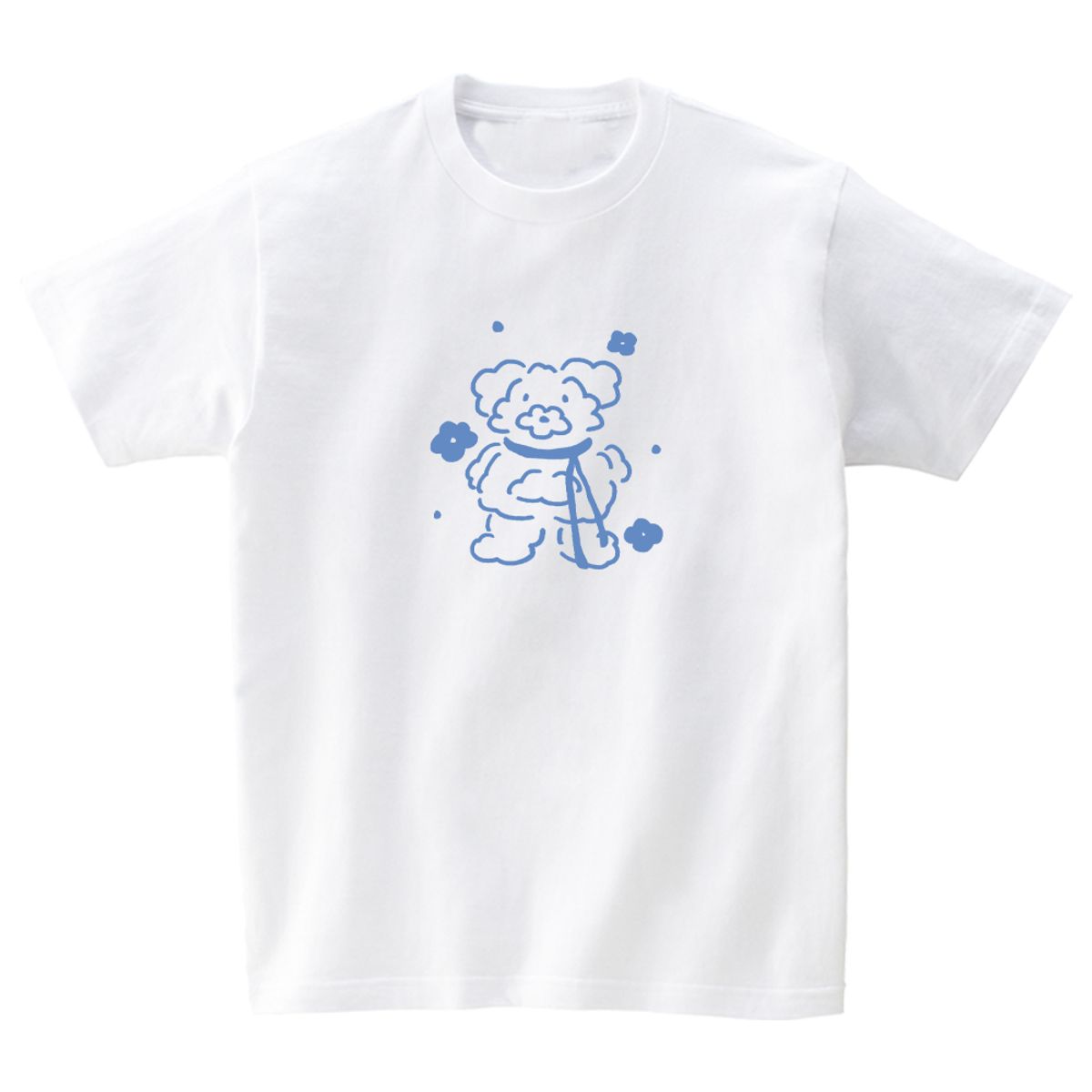 어썸어스(AWESOMEUS) BLUE FLOWERS AND BLUE DOG T-SHIRTS_4COLOR