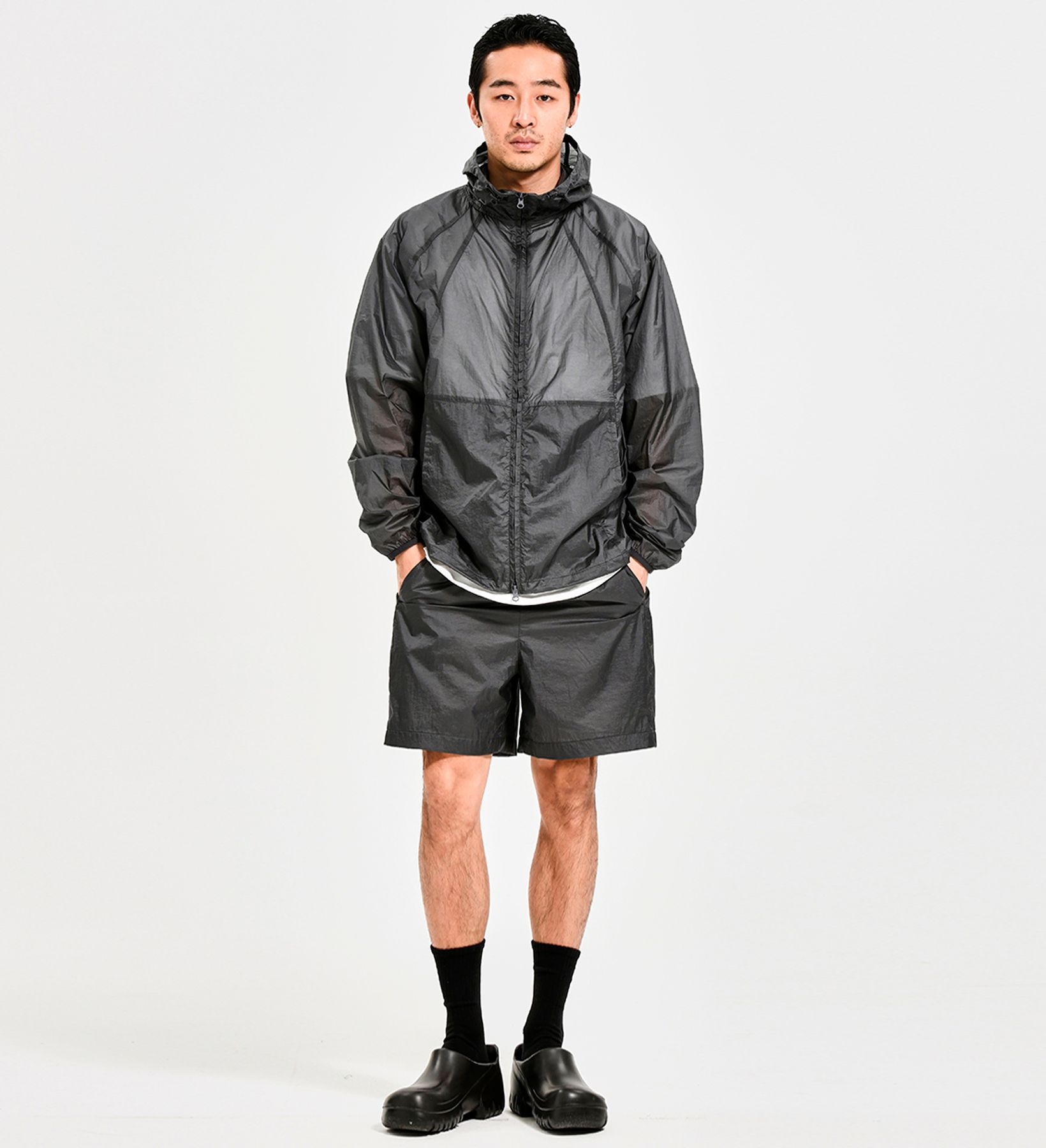MUSINSA | EXTRAORDINARY SHEER NYLON SHORTS CHARCOAL