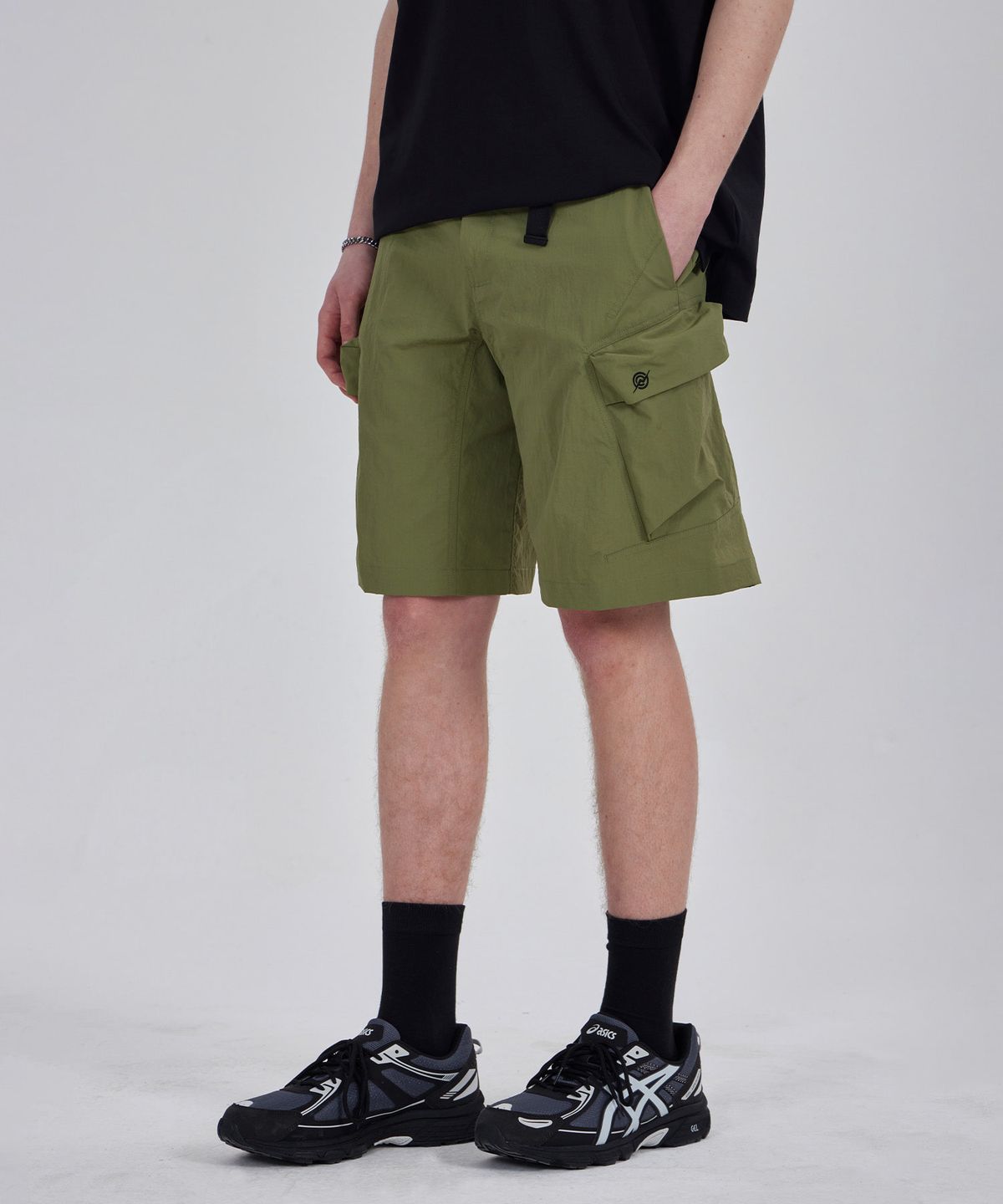 칼라파타르(KALAPATTHAR) Nylon Belted Cargo Shorts - Olive Khaki